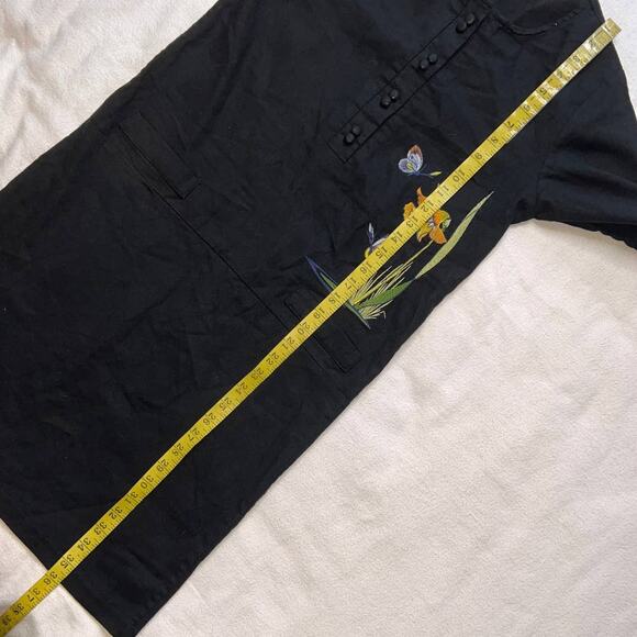 ASOS Black Flower Embroidered 3/4 Sleeve Knee Length Dress- M - Picture 11 of 12